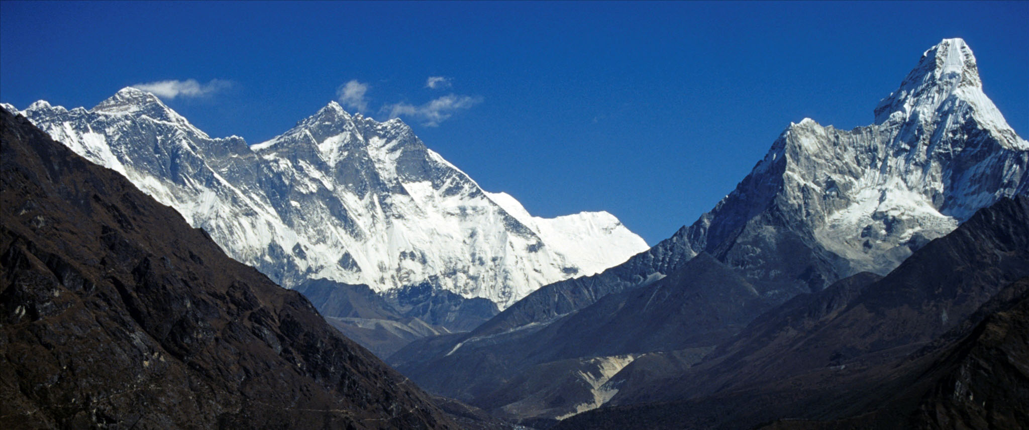 Breathtaking wide view of the Himalayan mountain range under a clear sky
